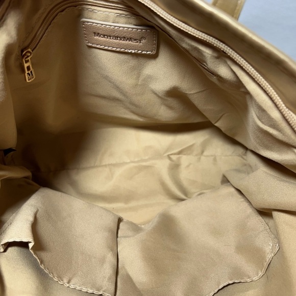 Montana West Metallic Gold Quilted Tote 10”x 14”x 5” Zipper Closure - Picture 4 of 10